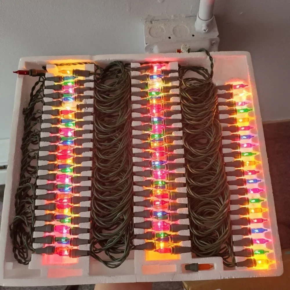VINTAGE 80s/90s two‎ sets energy saver multi color holiday string lite
